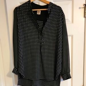 ANN KLEIN Black and White Polka Dot Women's Top